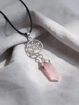 Colgante Estrella de Punta Cuarzo Rosa