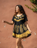 Blusa Vestido Deepa Negra con Amarillo