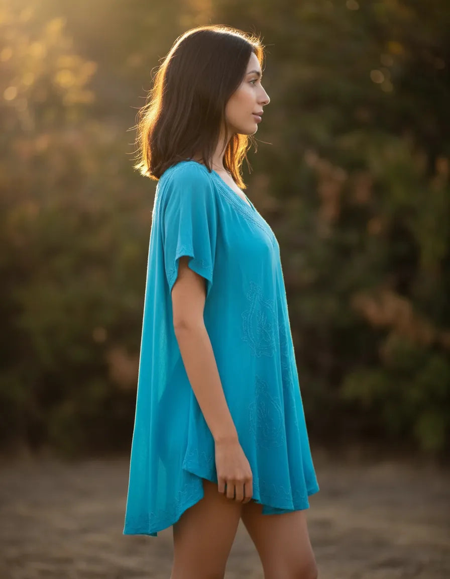 Blusa Vestido Dipika Celeste