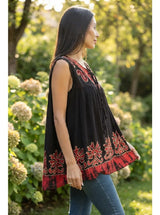 Blusa Darpita Negra con Rojo