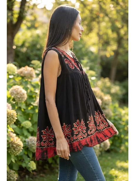 Blusa Darpita Negra con Rojo