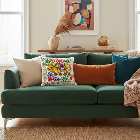 Funda de Cojín Elephant Amarillo y Rojo