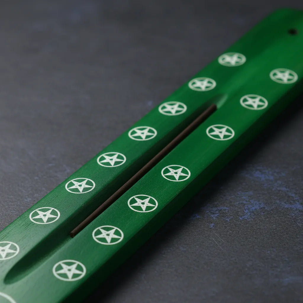 Tabla Porta Incienso Madera Estrella Verde