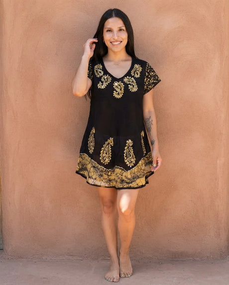 Blusa Vestido Devamati Negro con Amarillo