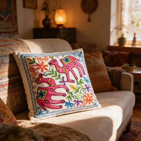 Funda de Cojín Camello Dúo Rosado