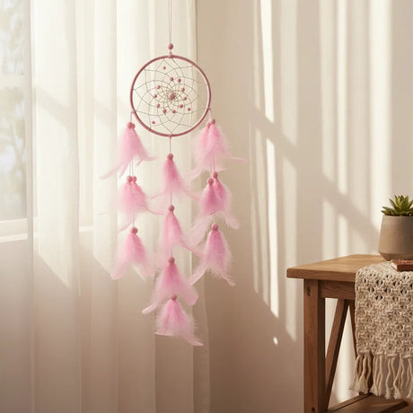 Atrapasueños Plumas Rosadas