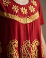 Blusa Vestido Deepa Roja con Amarillo