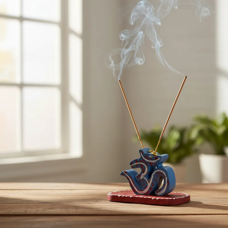 Porta Incienso OM con Base Azul