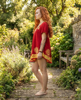 Blusa Vestido Deepti Rojo con Amarillo