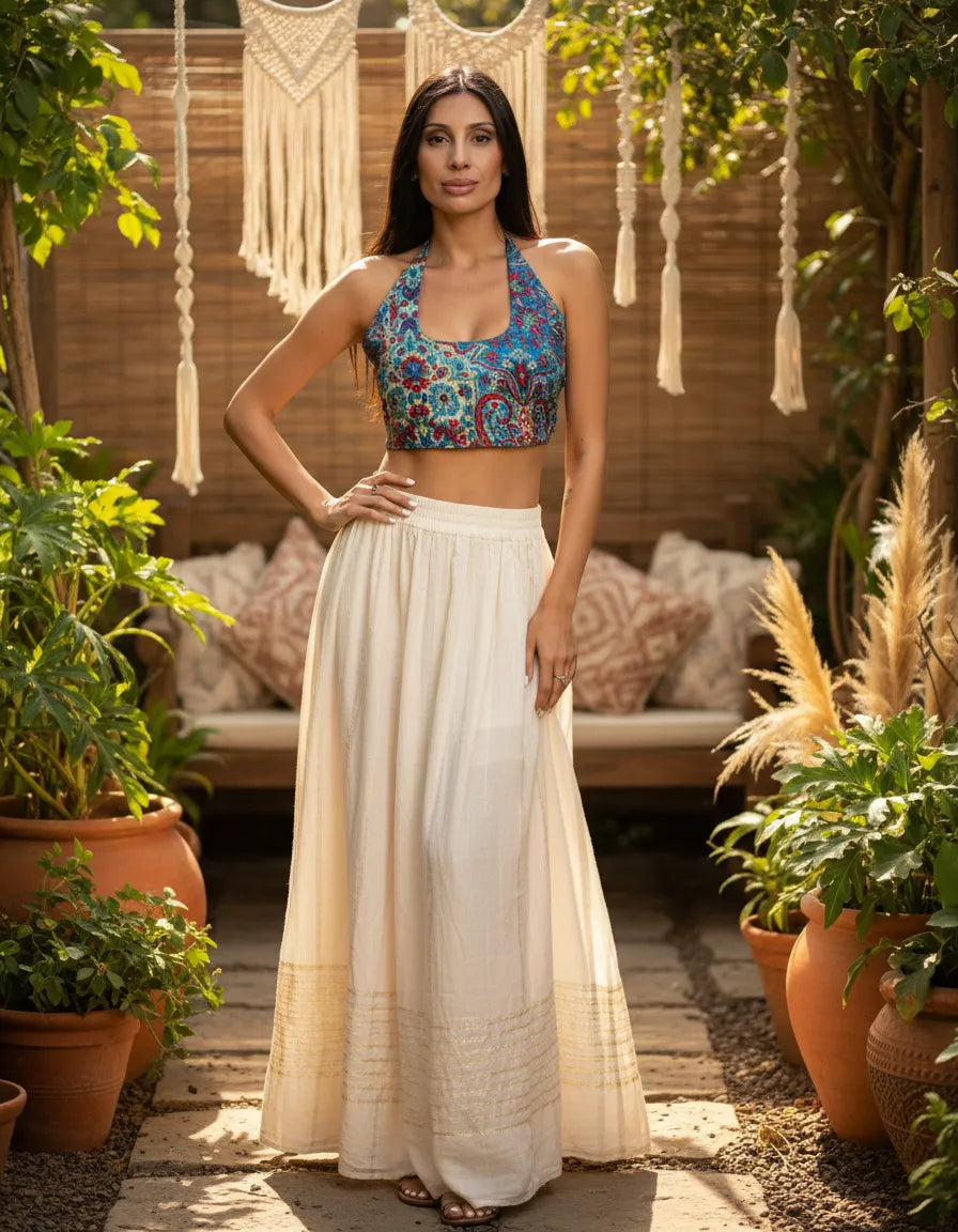 Top Trisha Azul con Rojo