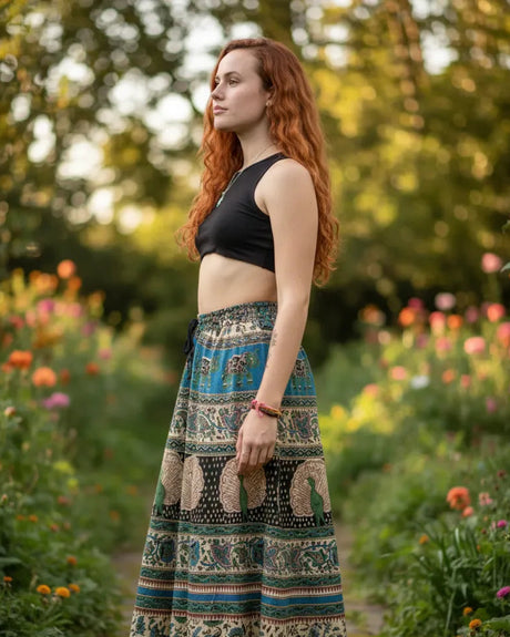 Falda Dinu Verde con Azul