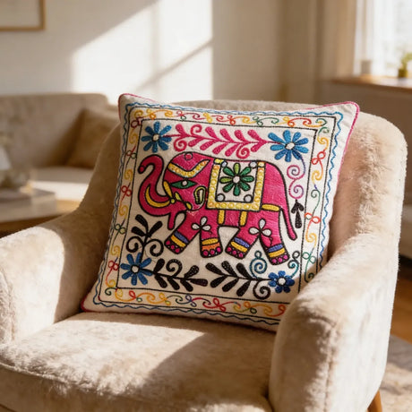 Funda de Cojín Elephant Rosado y Morado
