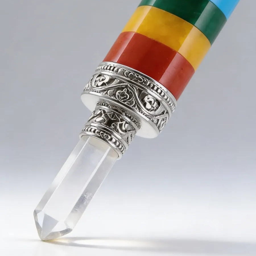 Colgante 7 Chakra con Punta de Cuarzo 10 cm