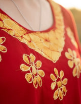 Blusa Vestido Deepti Rojo con Amarillo