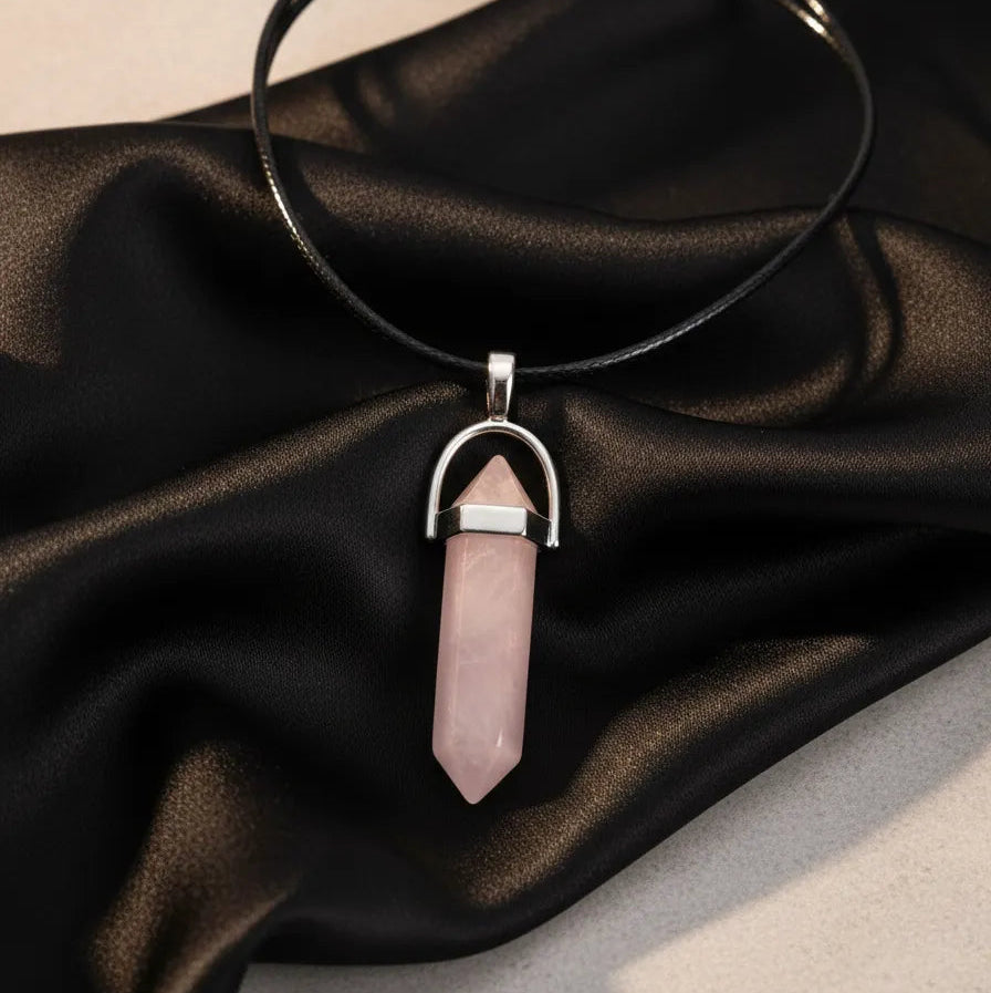 Collar de Punta Cuarzo Rosa