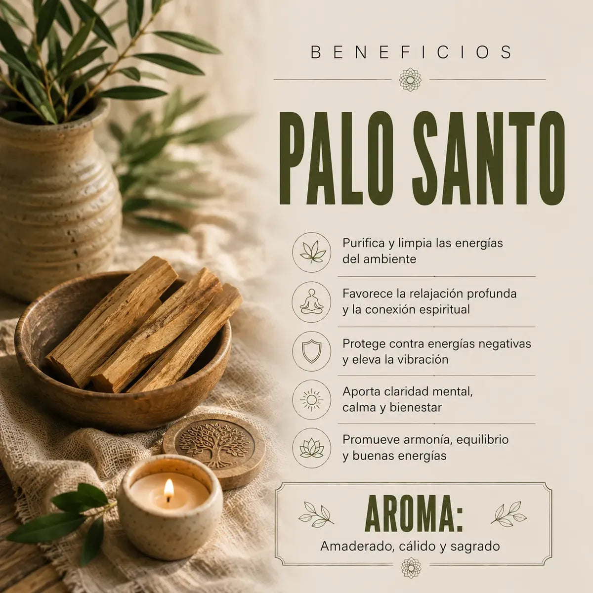 Incienso Palo Santo con Piedras de Pirita