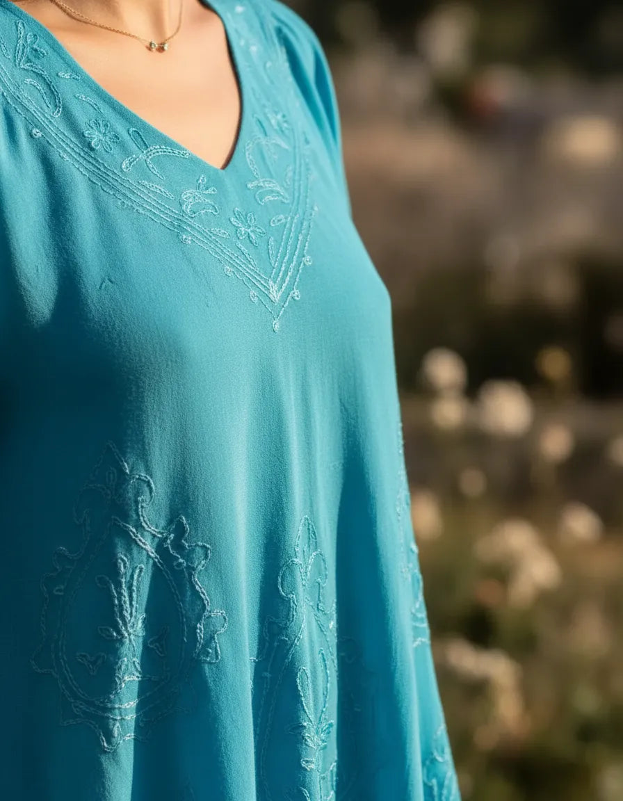 Blusa Vestido Dipika Celeste