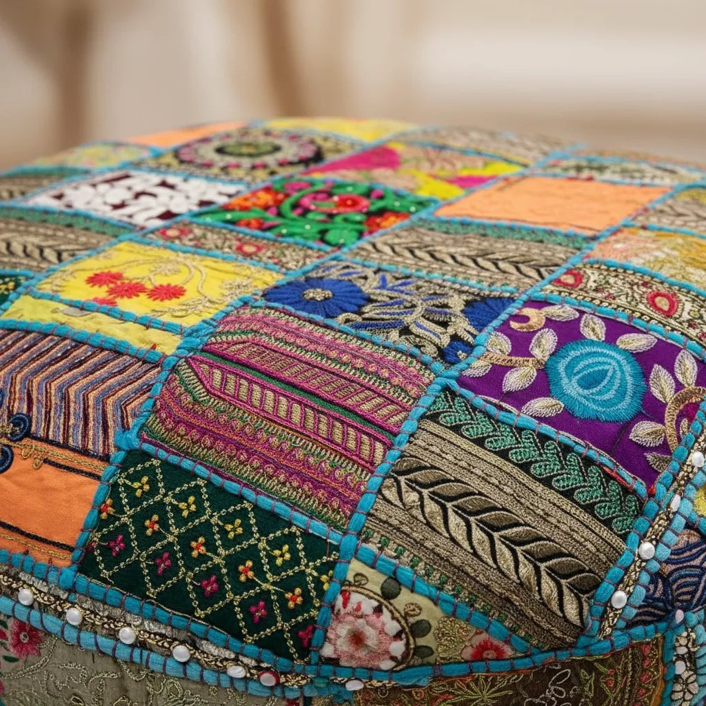 Cojin de Suelo Celeste Boho Redondo XL