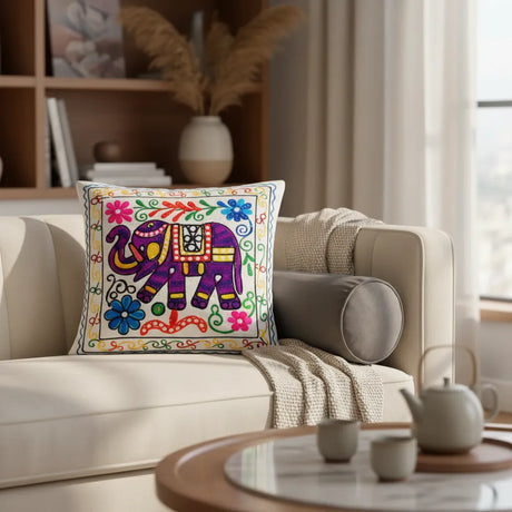 Funda de Cojín Elephant Morado y Rosado