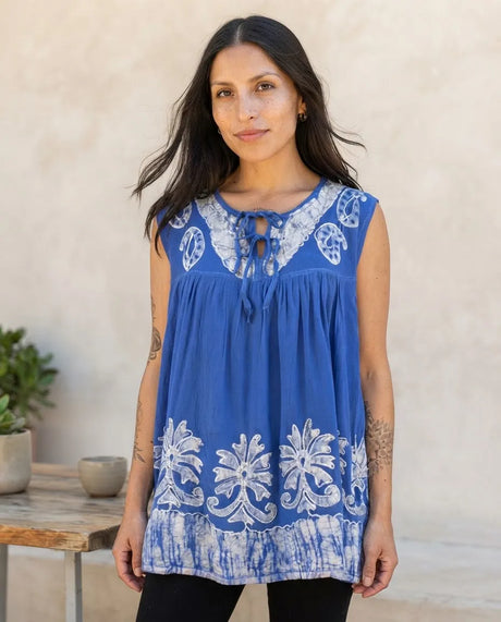 Blusa Darpita Azul con Blanco