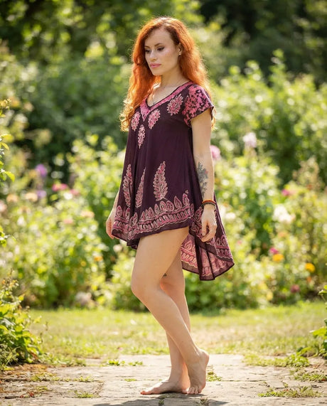 Blusa Vestido Devika Morado con Rosado