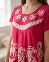Blusa Vestido Deepa Rosada con Blanco