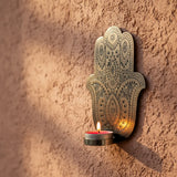 Porta Vela de Pared Mano de Fatima Plateado