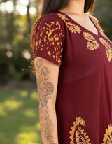 Blusa Vestido Devamati Burdeo con Amarillo