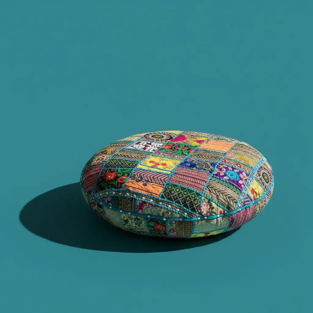Cojin de Suelo Celeste Boho Redondo XL