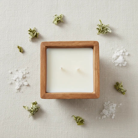 Vela Madera Cuadrada Salvia y Sal Marina