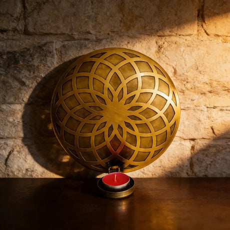 Porta Vela de Pared Flor de la Vida Dorado