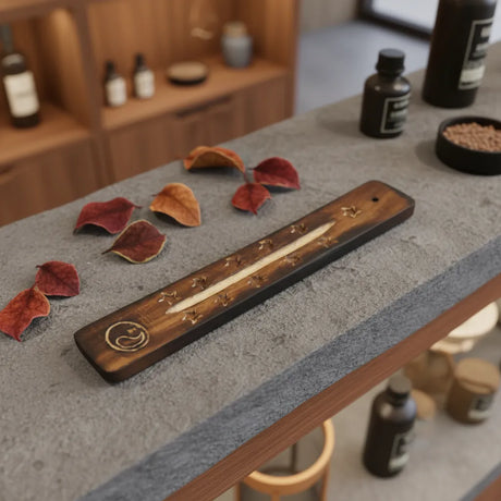 Tabla Porta Incienso Madera Ying Yang Estrella