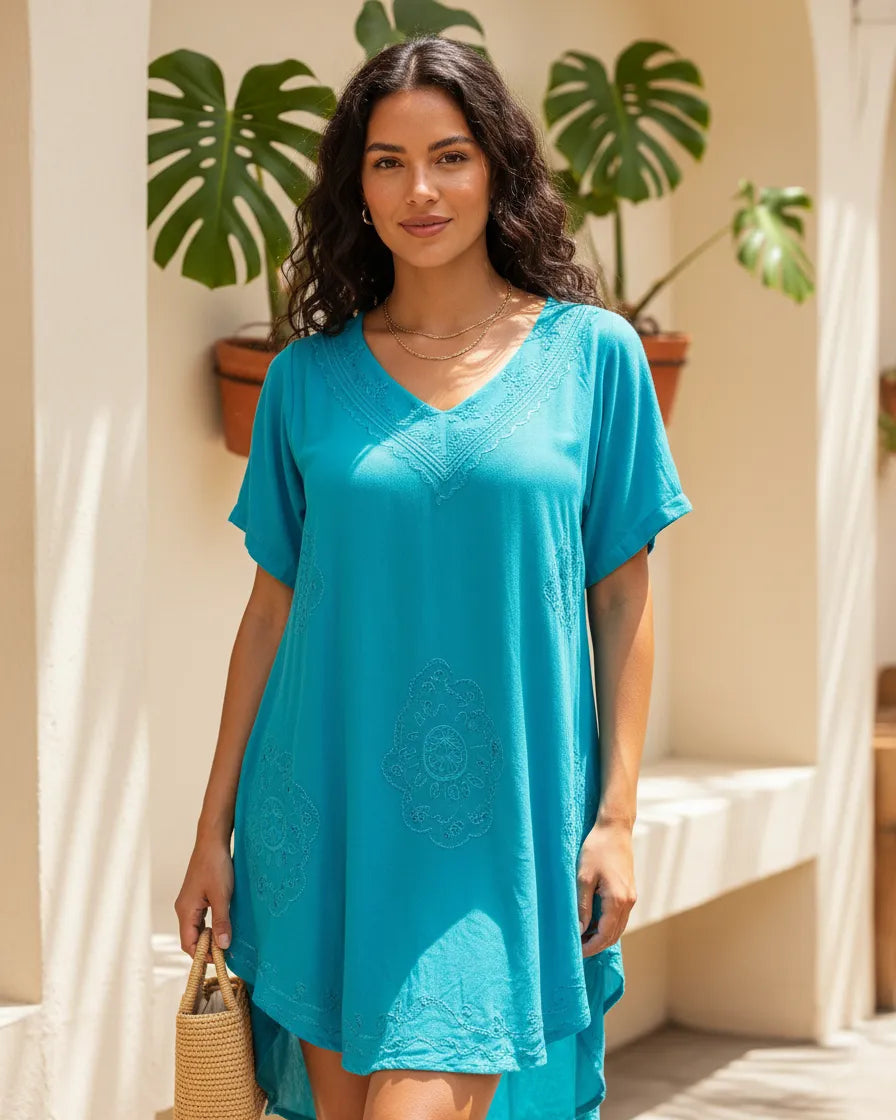 Blusa Vestido Divena Celeste