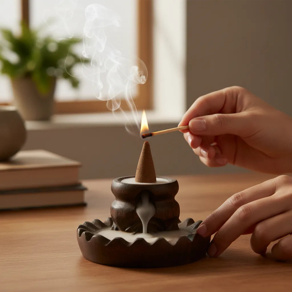 Incienso Cascada Salvia Blanca + Palo Santo 10 conos