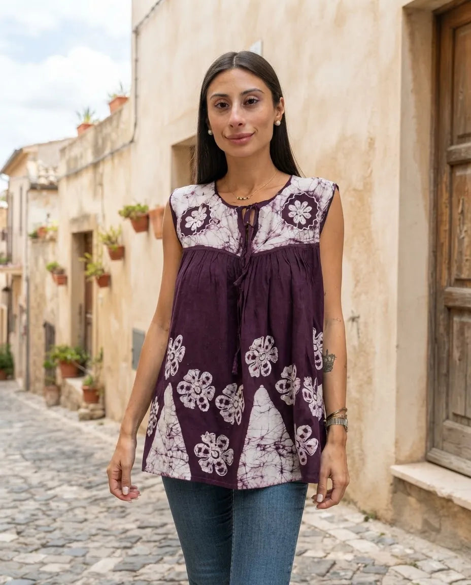 Blusa Chandri Violeta con Blanco