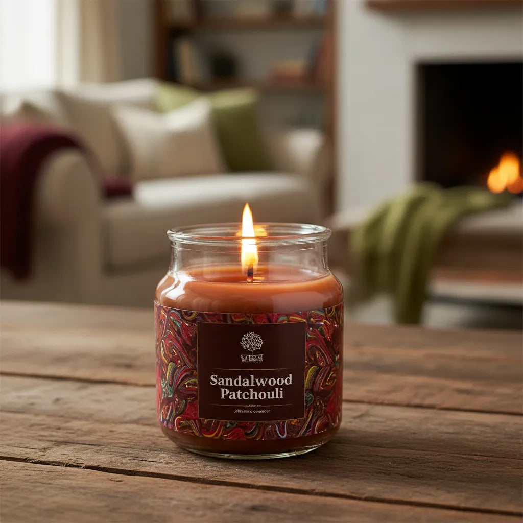 Vela Tapa Vidrio - Sandalwood Pachuli