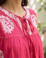 Blusa Dayita Rosado con Blanco