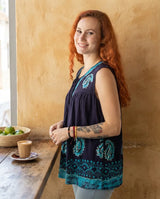 Blusa Dayita Azul Marino con Celeste