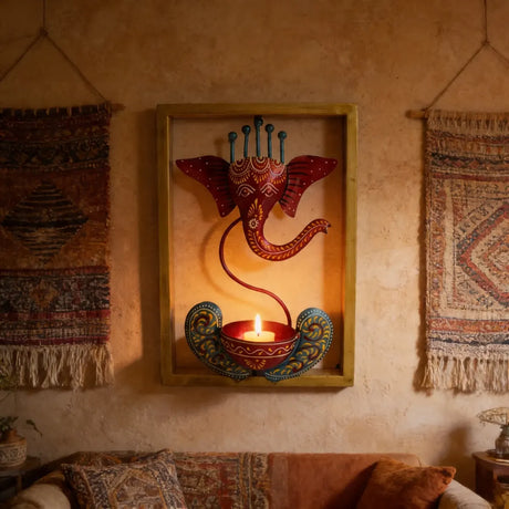 Cuadro Porta Vela Tribal Elephant