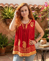 Blusa Dayita Roja con Amarillo