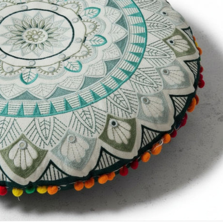 Cojin Verde Indio Redondo Chico