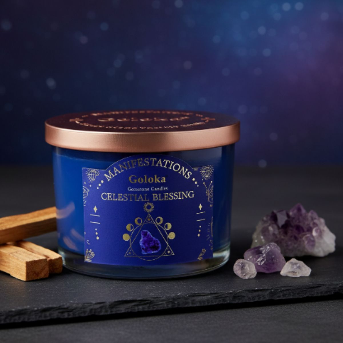 Vela Jazmín con Lapislázuli - Bendición Celestial