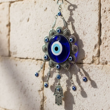 Colgante Ojo Turco Floral Mano de Fatima