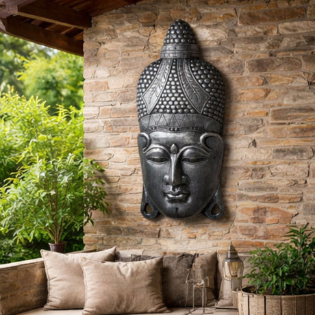 Cuadro Budda Face Plateado
