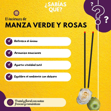 Incienso Natural Manzana Verde y Rosas - Goloka