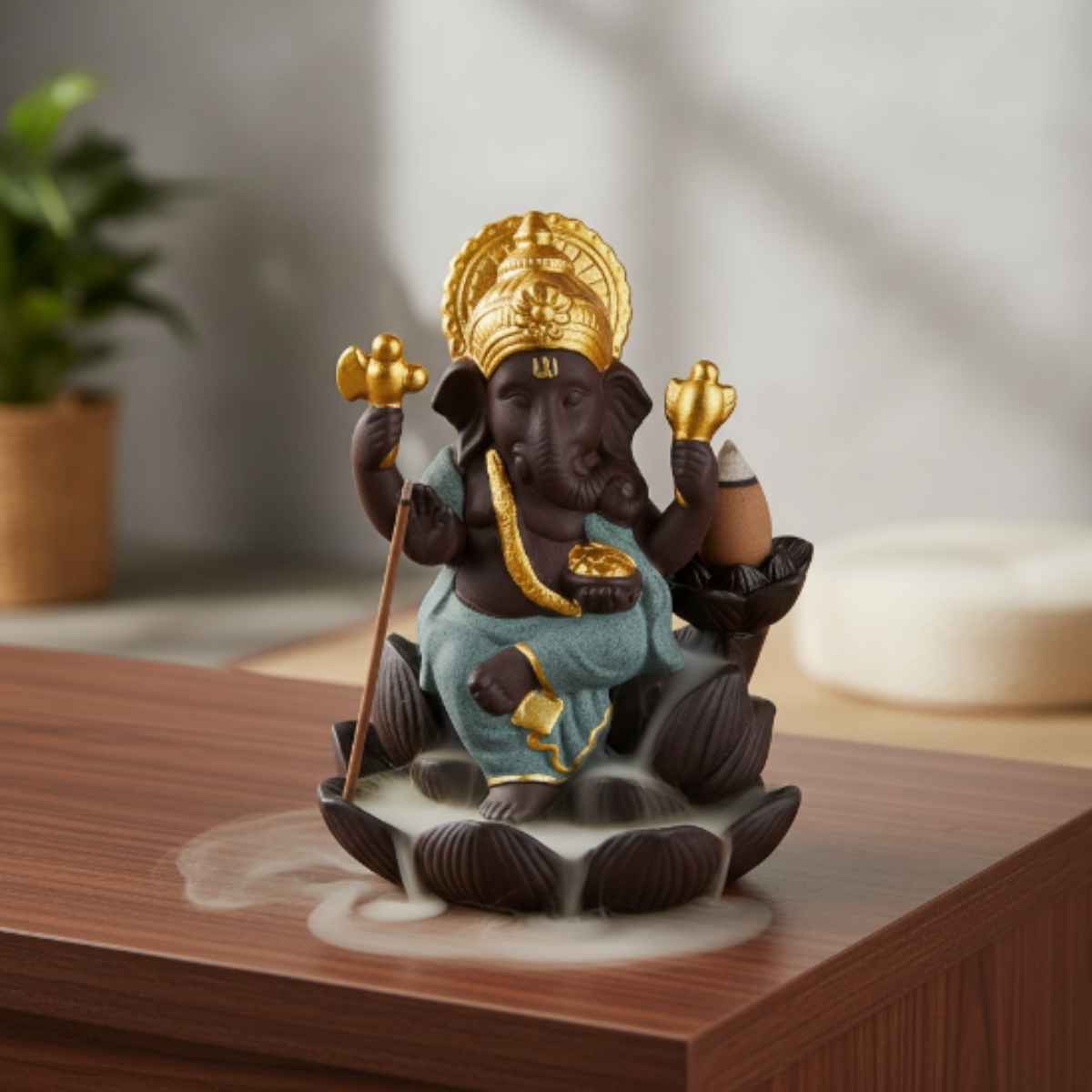 Porta Incienso Cascada Ganesha Verde