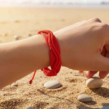 Pulsera Hilo Rojo Protección Zig Zag