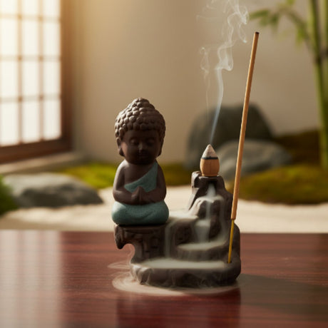 Porta Incienso Cascada Mini Buda Siddharta Verde