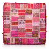 Cojin de Suelo Patchwork Rosado Extra Grande