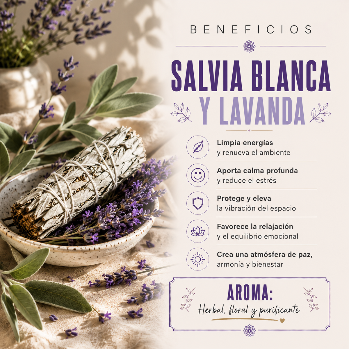 Incienso Yatra Salvia Blanca y Lavanda